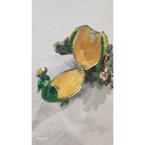 Peacock Trinket Box Green Blue, EUC - Picture 5 of 6